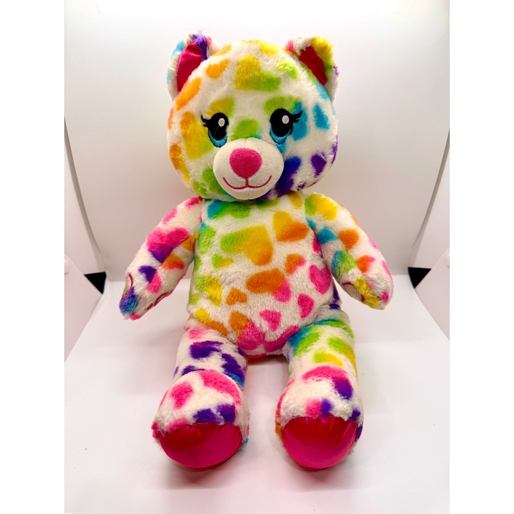 Build A Bear Rainbow Heart Leopard Plush Multi Color 16 inch Stuffed Animal Toy